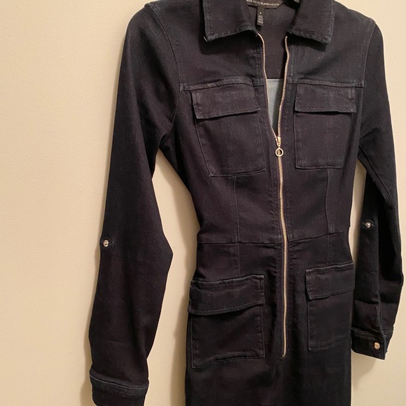 WHBM zip front modern stretch denim dress - Picture 3 of 3